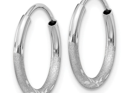 14k White Gold Diamond-cut Endless Hoop Earrings (Style XY1198)