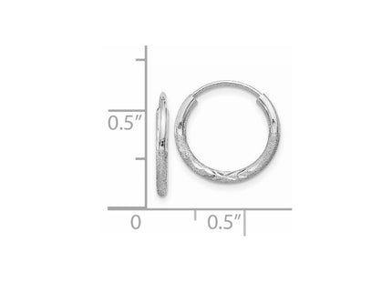 14k White Gold Diamond-cut Endless Hoop Earrings (Style XY1198)