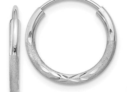 14k White Gold Diamond-cut Endless Hoop Earrings (Style XY1198)
