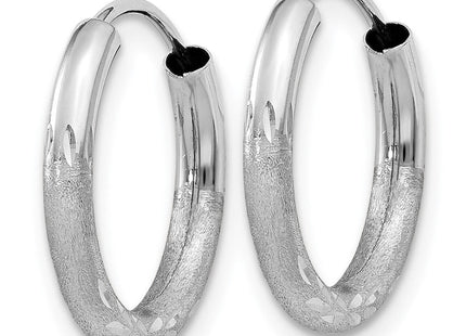 14k White Gold Diamond-cut Endless Hoop Earrings (Style XY1199)