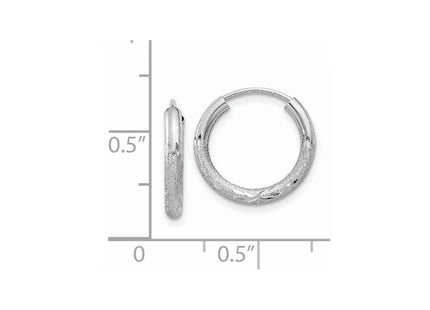 14k White Gold Diamond-cut Endless Hoop Earrings (Style XY1199)