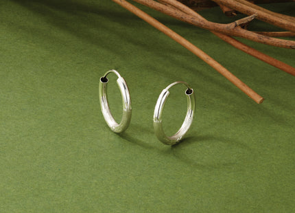 14k White Gold Diamond-cut Endless Hoop Earrings, 12 x 2mm