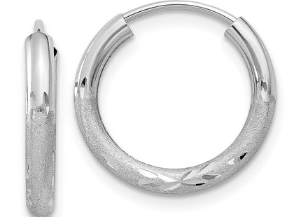 14k White Gold Diamond-cut Endless Hoop Earrings (Style XY1199)