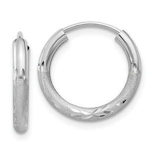 14k White Gold Diamond-cut Endless Hoop Earrings (Style XY1199)