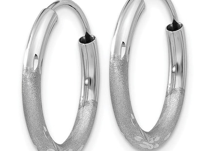 14k White Gold Diamond-cut Endless Hoop Earrings (Style XY1200)
