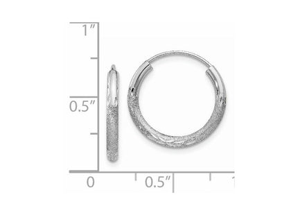 14k White Gold Diamond-cut Endless Hoop Earrings (Style XY1200)