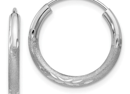 14k White Gold Diamond-cut Endless Hoop Earrings (Style XY1200)