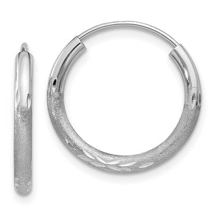 14k White Gold Diamond-cut Endless Hoop Earrings (Style XY1200)