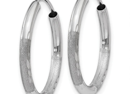 14k White Gold Diamond-cut Endless Hoop Earrings (Style XY1201)