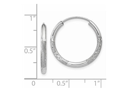 14k White Gold Diamond-cut Endless Hoop Earrings (Style XY1201)