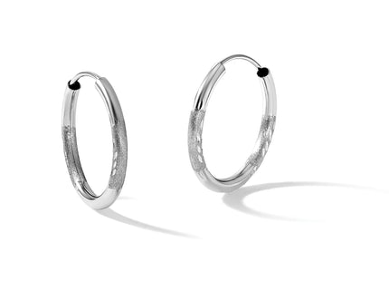 14k White Gold Diamond-cut Endless Hoop Earrings, 18 x 2mm
