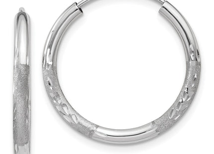 14k White Gold Diamond-cut Endless Hoop Earrings (Style XY1201)