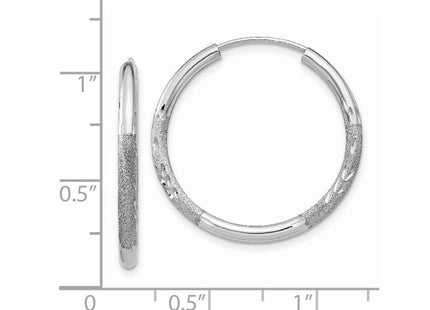 14k White Gold Diamond-cut Endless Hoop Earrings (Style XY1202)