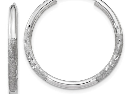 14k White Gold Diamond-cut Endless Hoop Earrings (Style XY1202)