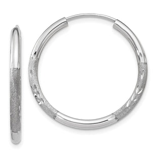 14k White Gold Diamond-cut Endless Hoop Earrings (Style XY1202)