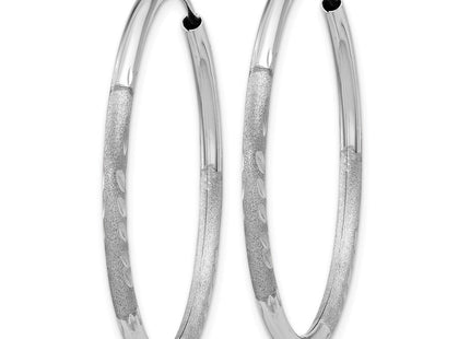 14k White Gold Diamond-cut Endless Hoop Earrings (Style XY1203)