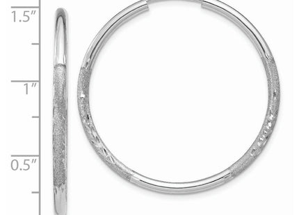 14k White Gold Diamond-cut Endless Hoop Earrings (Style XY1203)