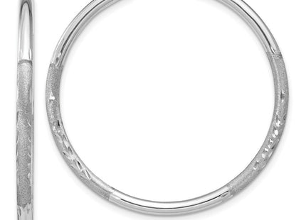 14k White Gold Diamond-cut Endless Hoop Earrings (Style XY1203)