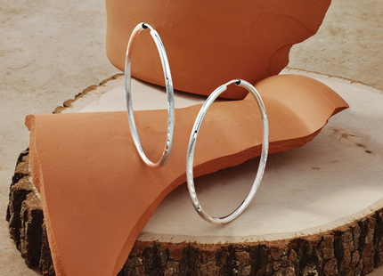 14k White Gold Diamond-cut Endless Hoop Earrings, 40 x 2mm