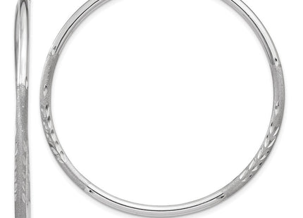 14k White Gold Diamond-cut Endless Hoop Earrings (Style XY1204)