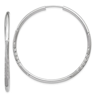 14k White Gold Diamond-cut Endless Hoop Earrings (Style XY1204)