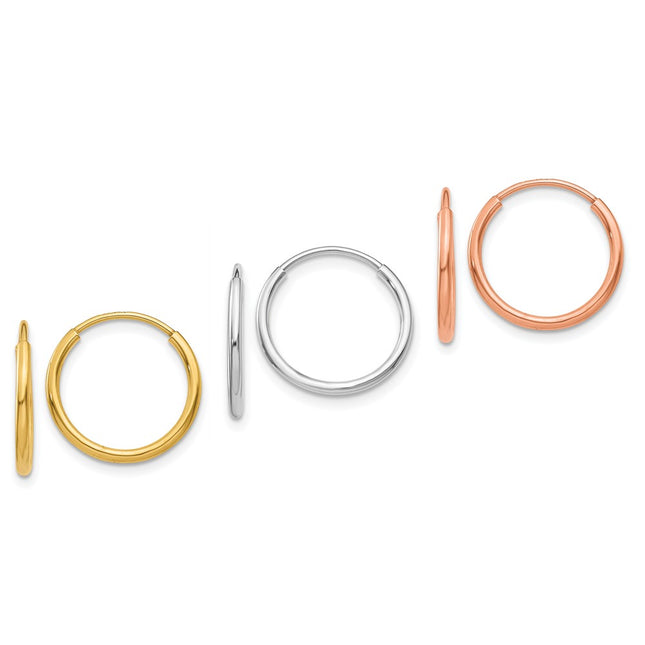 14k Tri-Color Earrings Style XY1210SET - Classique Jewelry Inc.