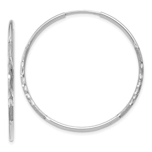14K White Gold Diamond-cut Endless Hoop Earring (Style XY1215W)