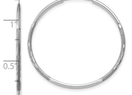 14K White Gold Diamond-cut Endless Hoop Earring (Style XY1216W)