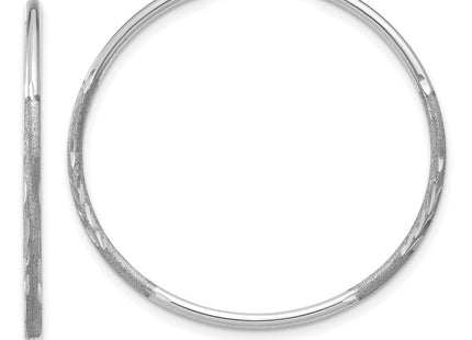 14K White Gold Diamond-cut Endless Hoop Earring (Style XY1216W)