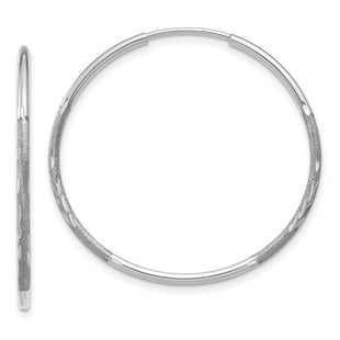 14K White Gold Diamond-cut Endless Hoop Earring (Style XY1216W)