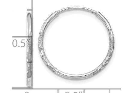 14K White Gold Diamond-cut Endless Hoop Earring (Style XY1218W)