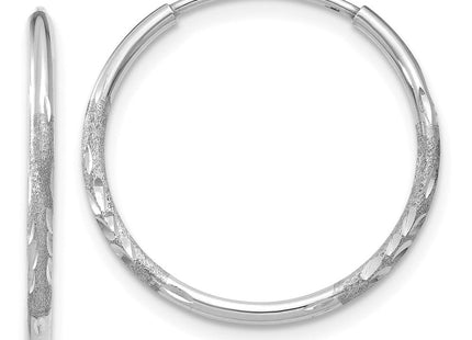 14K White Gold Diamond-cut Endless Hoop Earring (Style XY1218W)