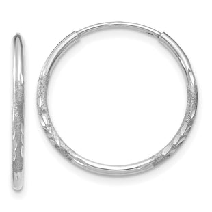 14K White Gold Diamond-cut Endless Hoop Earring (Style XY1218W)