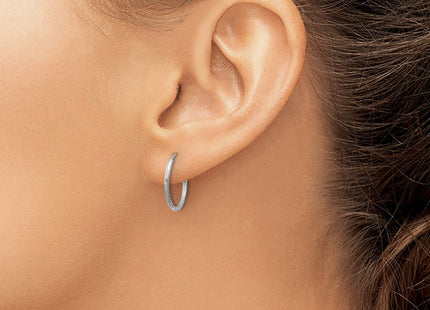 14K White Gold Diamond-cut Endless Hoop Earring (Style XY1219W)