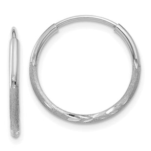 14K White Gold Diamond-cut Endless Hoop Earring (Style XY1219W)