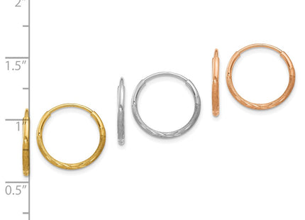 14k Tri-Color Earrings Style XY1220SET - Classique Jewelry Inc.