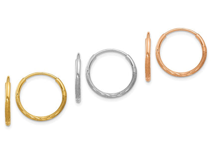 14k Tri-Color Earrings Style XY1220SET - Classique Jewelry Inc.