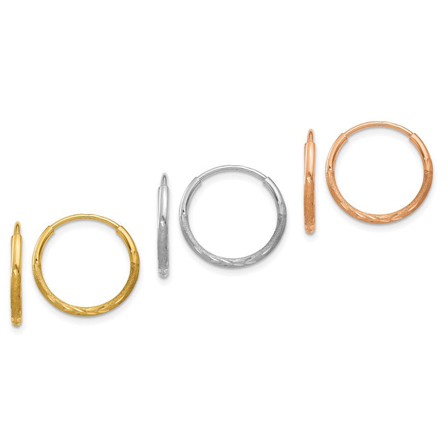 14k Tri-Color Earrings Style XY1220SET - Classique Jewelry Inc.