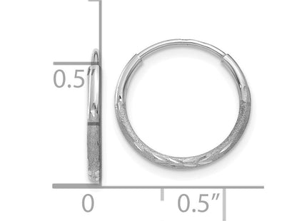 14K White Gold Diamond-cut Endless Hoop Earring (Style XY1220W)