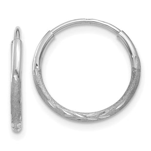 14K White Gold Diamond-cut Endless Hoop Earring (Style XY1220W)