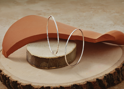 14K White Gold Diamond-cut Endless Hoop Earring, 40 x 1.25mm