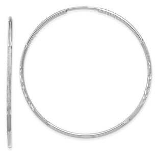 14K White Gold Diamond-cut Endless Hoop Earring (Style XY1221W)
