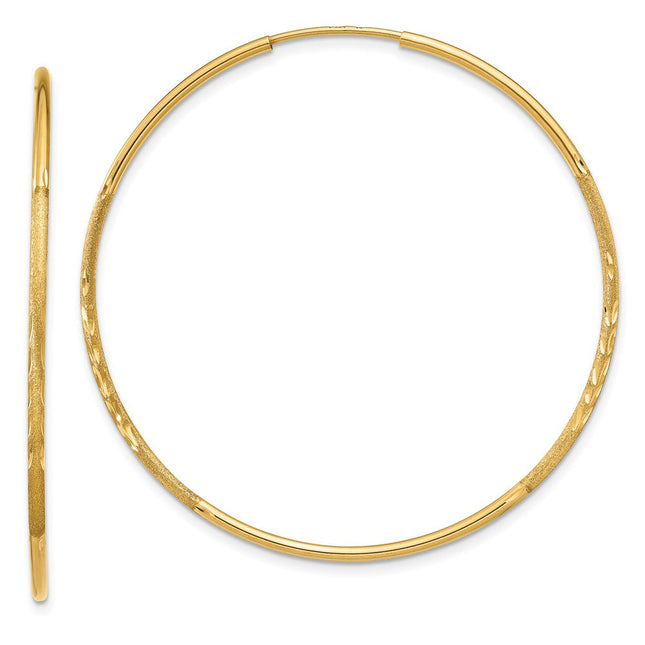 14k Diamond-cut Endless Hoop Earring, 40 x 1.25mm