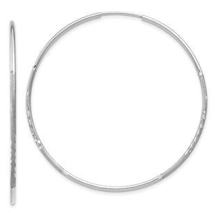 14K White Gold Diamond-cut Endless Hoop Earring (Style XY1222W)