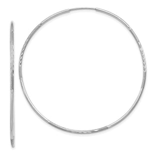 14K White Gold Diamond-cut Endless Hoop Earring (Style XY1223W)