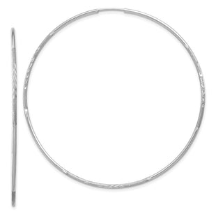 14K White Gold Diamond-cut Endless Hoop Earring (Style XY1224W)
