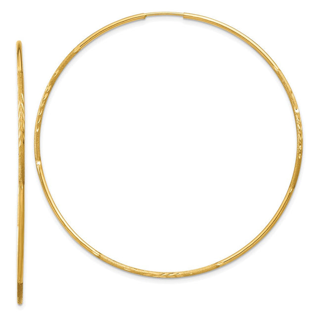 14k Diamond-cut Endless Hoop Earring, 60 x 1.25mm