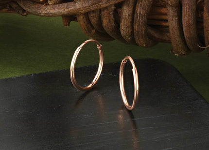 14K Rose Gold Polished Endless Hoop Earrings, 14 x 1.25mm