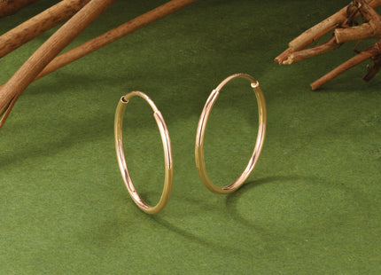 14k Rose Gold Polished Endless Hoop Earrings, 20 x 1.25mm