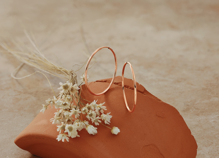 14k Rose Gold Polished Endless Hoop Earrings, 30 x 1.25mm